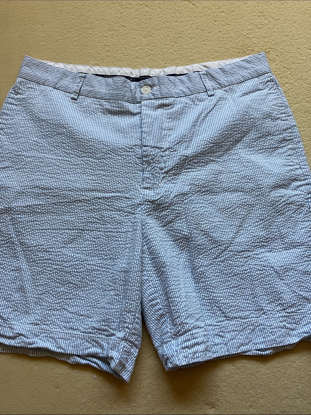 Tailorbyrd 1930 Collection Blue and White Seersucker Shorts Size 34